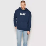 Levi’s Men's Plain Blue Hooded Sweatshirt for Spring/Summer