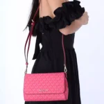 Michael Kors Jet Set Medium Electric Pink Convertible Pouchette Crossbody Bag