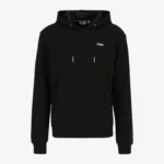 Fila Black Hooded Sweatshirt with Embroidery and Central Pocket