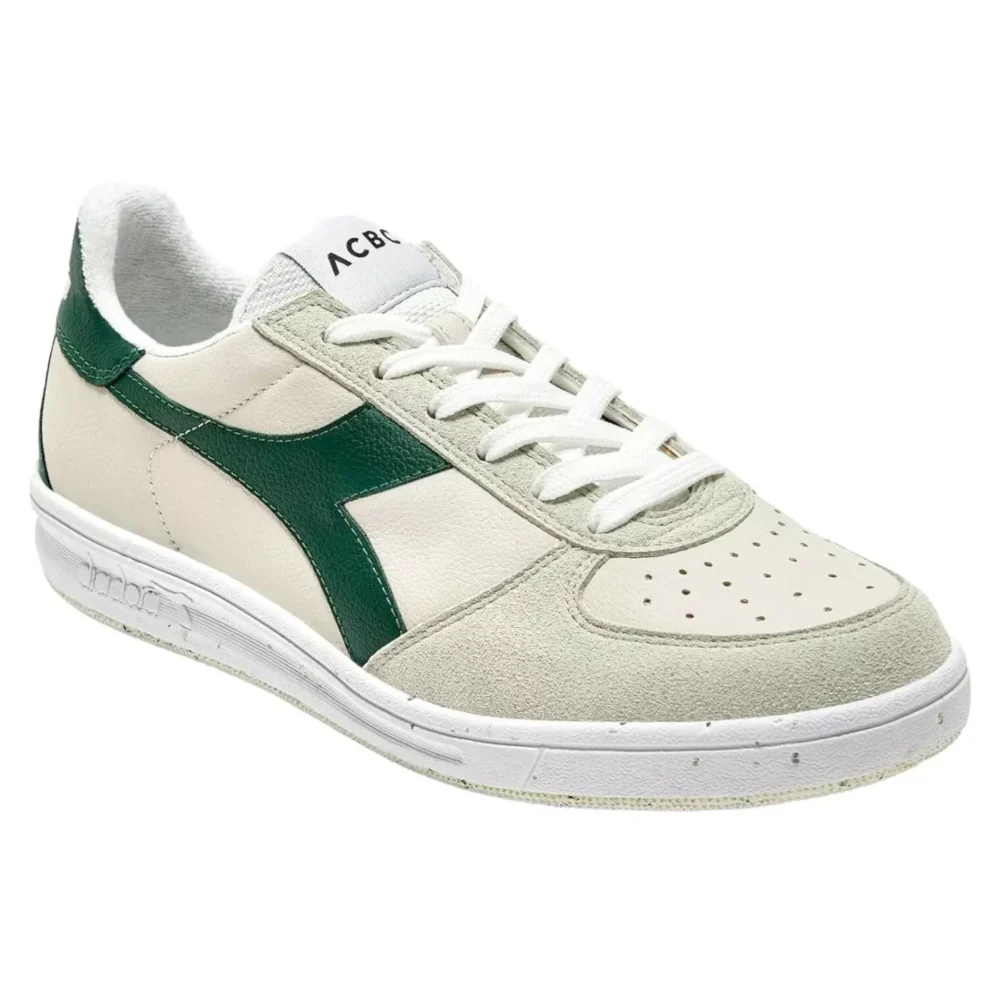 Diadora Men's Green & White Leather Sneakers