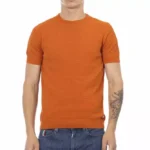 Baldinini Trend Men's Orange Cotton Short Sleeves Sweater with Logo Accent