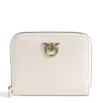 Pinko Women's White Leather Wallet with Zip Closure