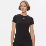 Tommy Hilfiger Women's Black Plain T-Shirt