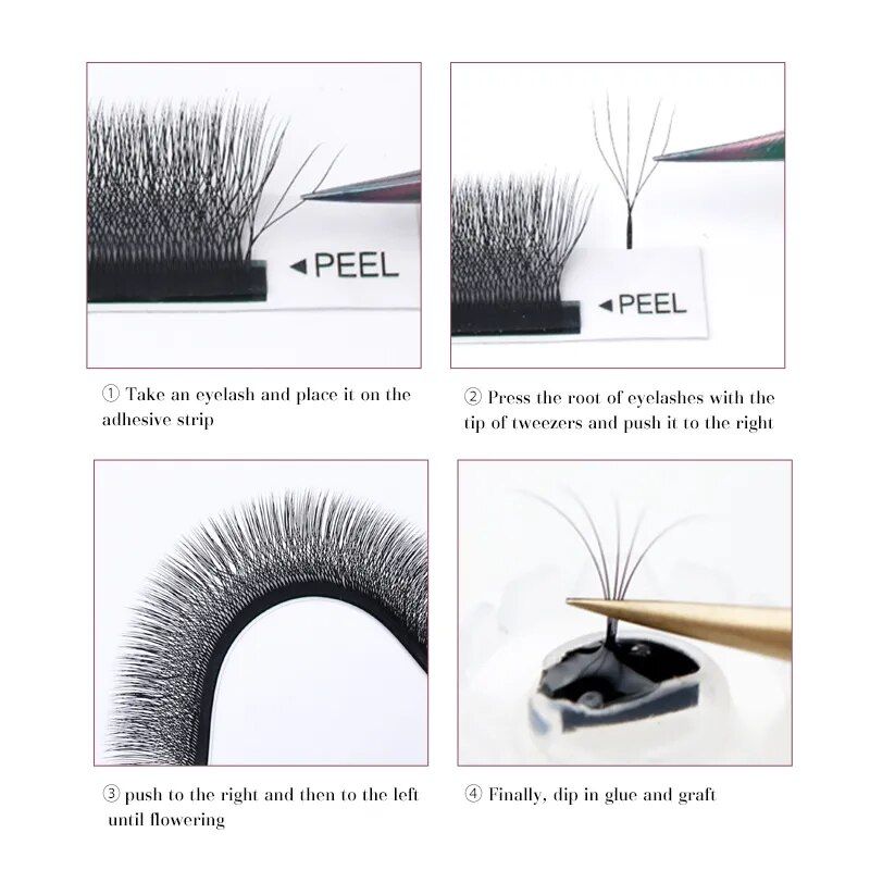 5D W-Shaped Eyelash Extensions - Handcrafted, Ultra-Light, Short Length - Image 4