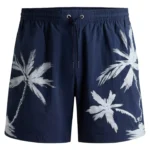 Boss Men's Blue Printed Swimwear with Lace Fastening