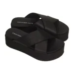 Calvin Klein Women's Black Leather Platform Sandals