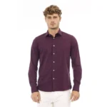 Baldinini Trend Men’s Slim Fit Bordeaux Shirt with Italian Collar
