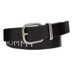 Tommy Hilfiger Women's Black Leather Belt with Buckle