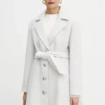 Guess Women’s Grey V-Neck Buttoned Coat