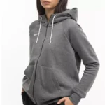 Nike Women's Grey Zip-Up Hoodie Sweatshirt with Front Pockets