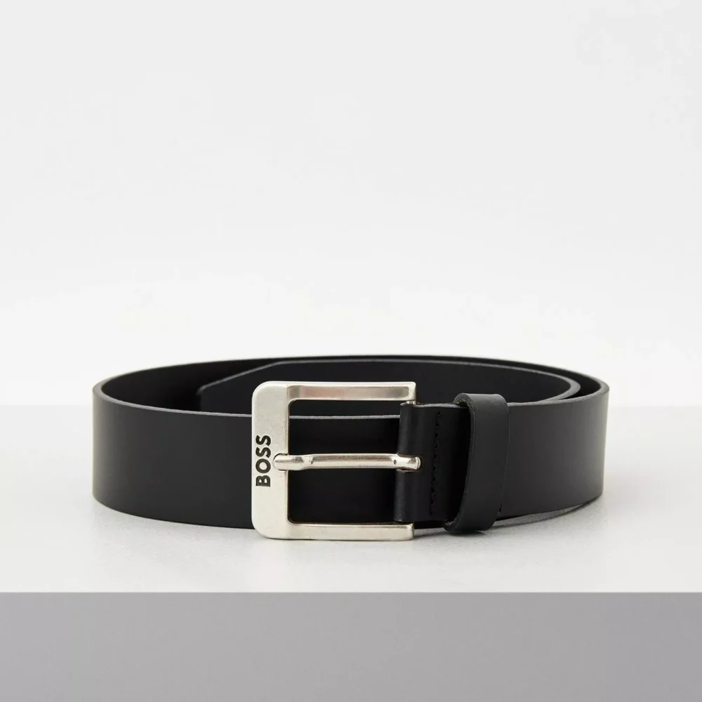 Boss Men's Black Leather Belt - Premium Accessory