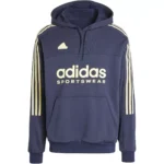 Adidas Men's Printed Blue Hooded Sweatshirt
