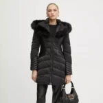 Guess Women's Black Hooded Turtleneck Jacket