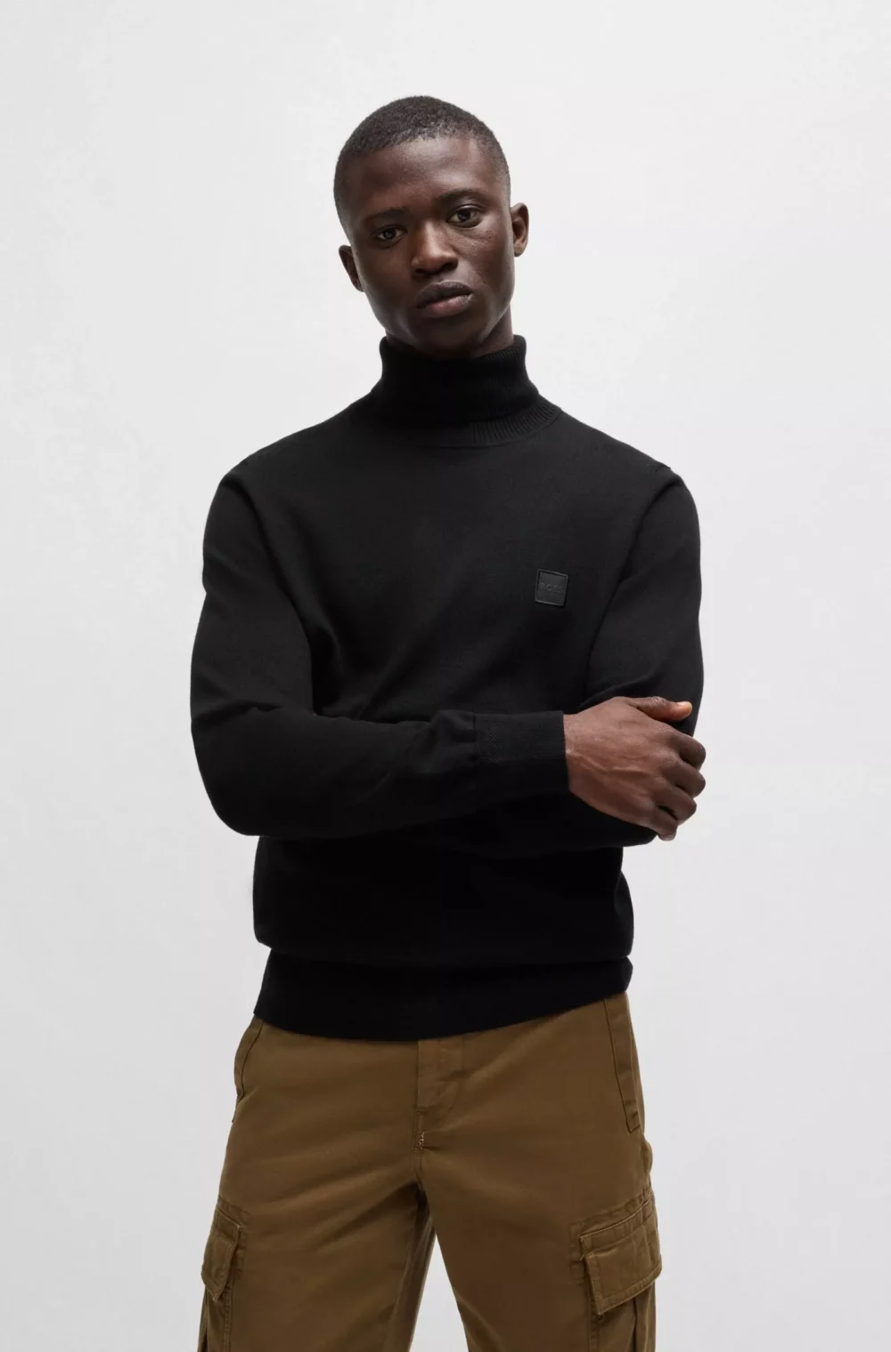 Boss Men's Black Turtleneck Knitwear - Fall/Winter Essential