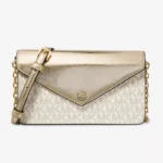 Michael Kors Jet Set Travel Pale Gold Small Flap Clutch Crossbody Bag
