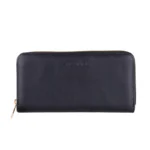 Baldinini Trend Black Leather Wallet with Zipper Closure and Logo