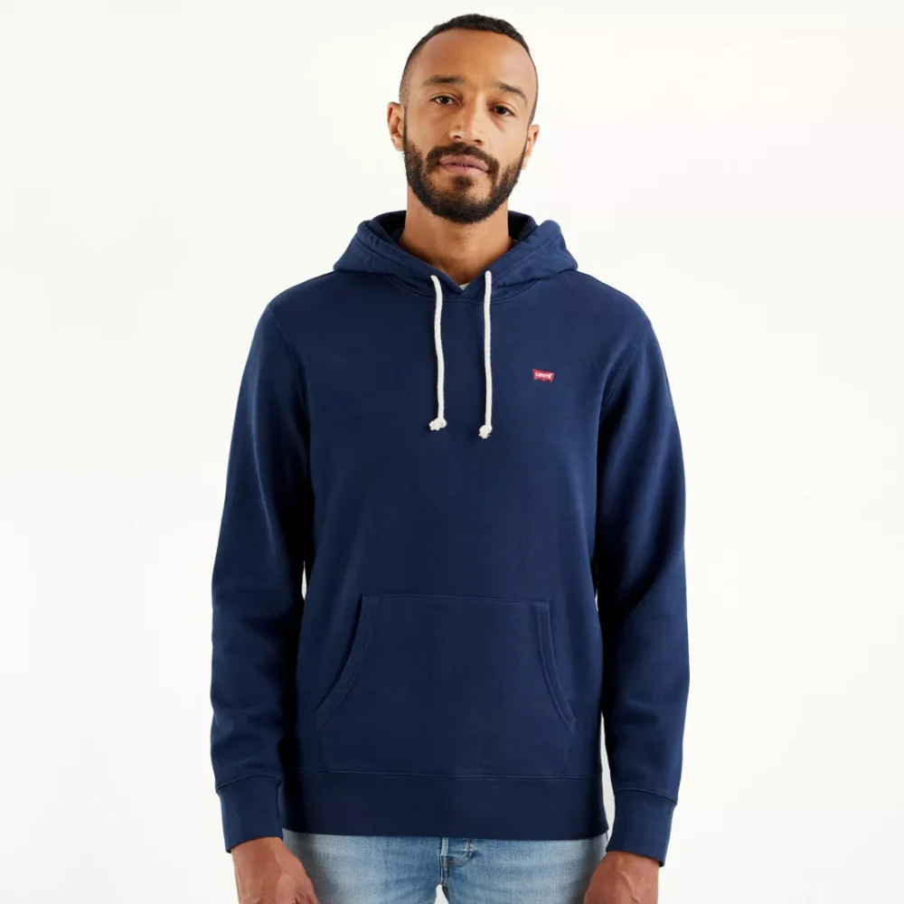 Levi's Men's Blue Hooded Sweatshirt for Spring and Summer