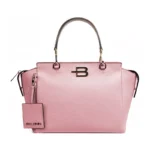 Baldinini Trend Pink Textured Leather Handbag with Detachable Handles and Shoulder Strap