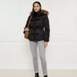 Guess Women's Black Hooded Zip-Up Jacket for Fall/Winter