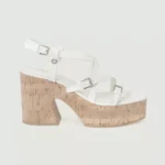 Guess Women's Beige Sandals with Platform and Block Heel