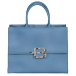 Baldinini Trend Light Blue Calfskin Handbag